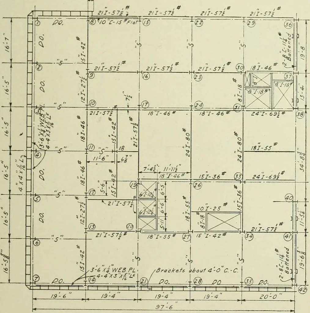 An illustration from Steel construction for buildings, 1914, leaf 582