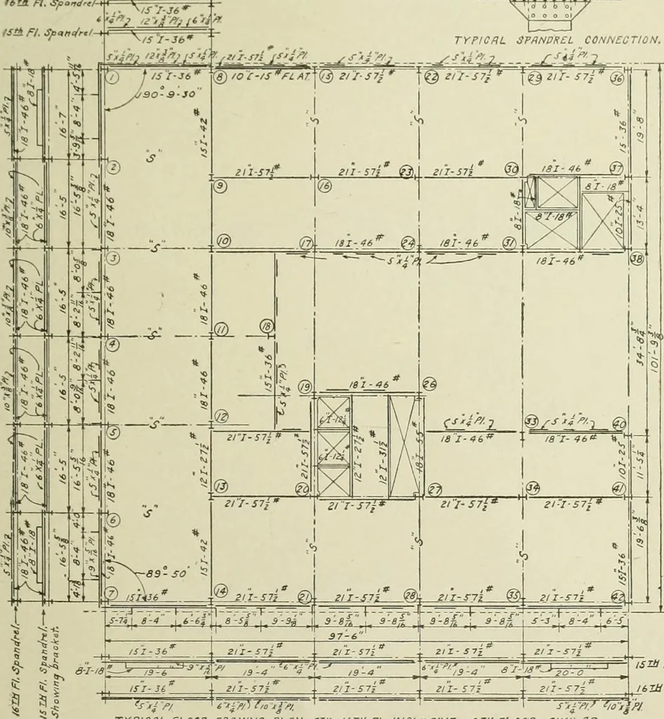 An illustration from Steel construction for buildings, 1914, leaf 584