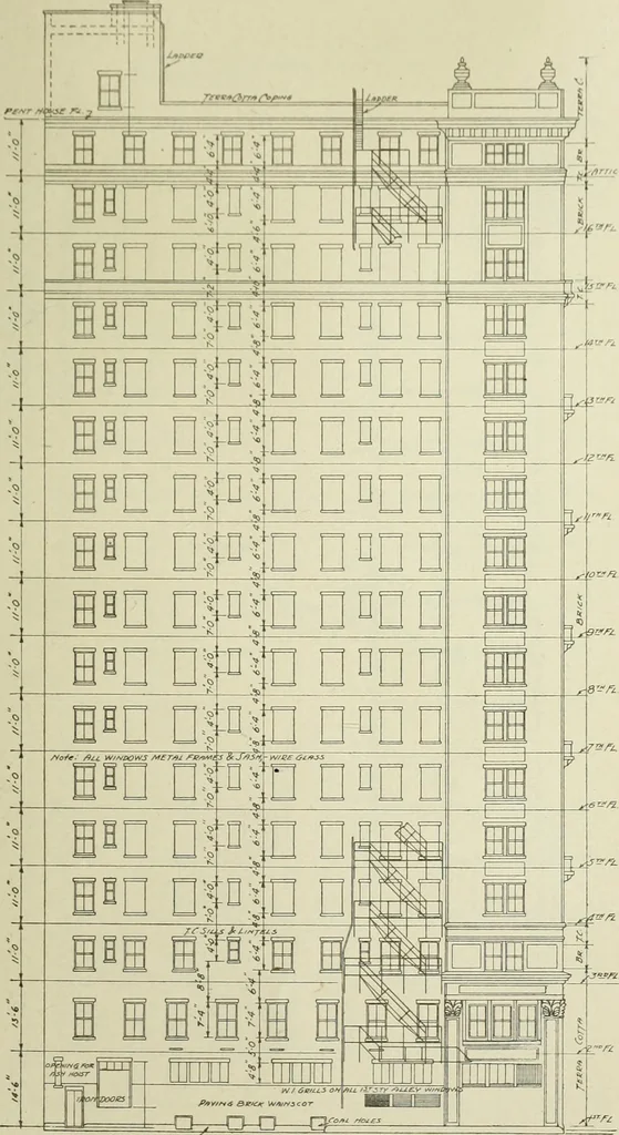 An illustration from Steel construction for buildings, 1914, leaf 614