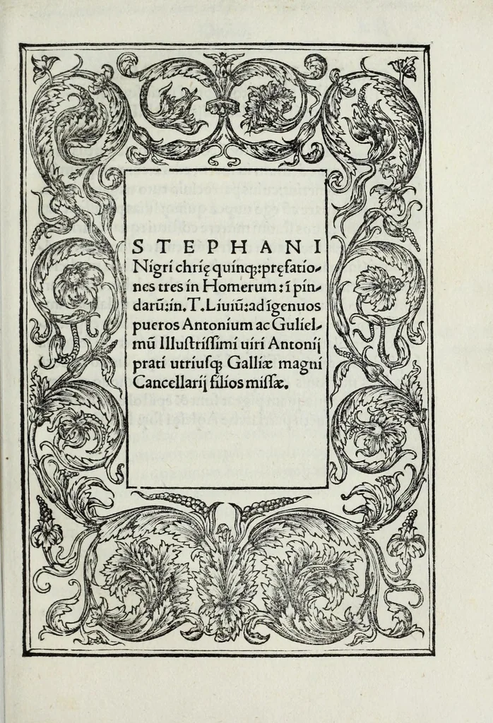 An illustration from Stephani Nigri elega[n]tissime è greco author[um] subditor[um] tra[n]slationes : uidelicet, Philostrati Icones, Pythagore̜ Carme[n] aureu[m], Athene̜i collectanea, Musonij philosophi Tyrij de pri[n]cipe optîmo, Isocratis d[e] regis muneribus or[?]o, & alia .., 1521, leaf 267