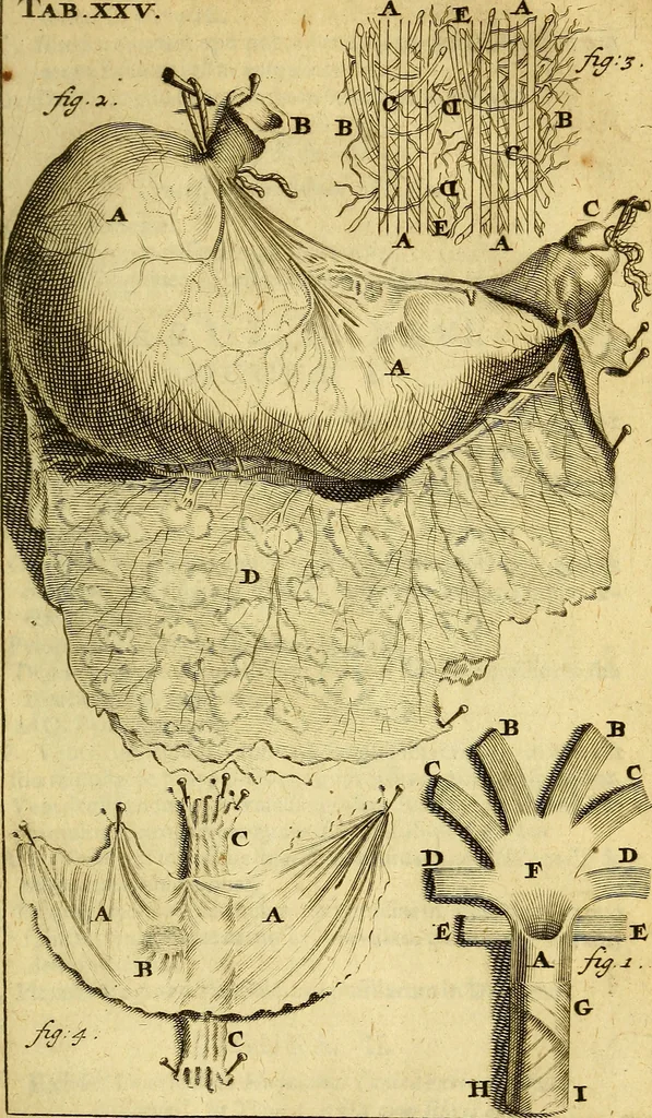 An illustration from Steph. Blancardi Anatomia reformata, sive, Concinna corporis humani : dissectio, ad neotericorum mentem adornata, plurimisque tabulis chalcographicis illustrata : accedit ejusdem authoris be balsamatione, nova methodus, à nemine antehac hoc modo descripta, 1687, leaf 408