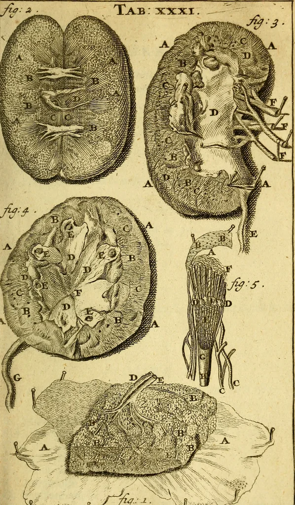 An illustration from Steph. Blancardi Anatomia reformata, sive, Concinna corporis humani : dissectio, ad neotericorum mentem adornata, plurimisque tabulis chalcographicis illustrata : accedit ejusdem authoris be balsamatione, nova methodus, à nemine antehac hoc modo descripta, 1687, leaf 492