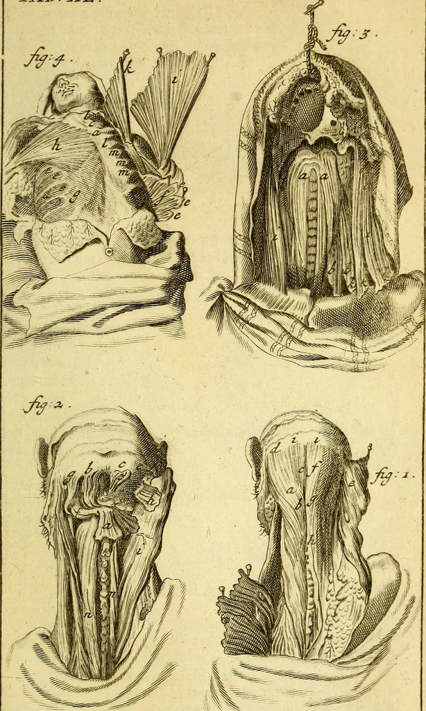 An illustration from Steph. Blancardi Anatomia reformata, sive, Concinna corporis humani : dissectio, ad neotericorum mentem adornata, plurimisque tabulis chalcographicis illustrata : accedit ejusdem authoris be balsamatione, nova methodus, à nemine antehac hoc modo descripta, 1687, leaf 632