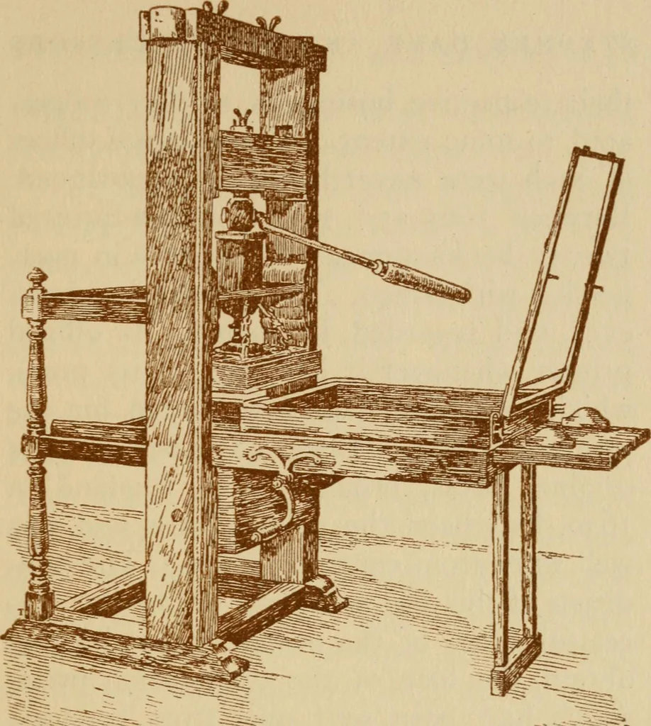 An illustration from Stephen Daye and his successors; the establishment of a printing plant in what was formerly British North America and the development of the art of printing at the University Press, of Cambridge, Massachusetts. 1639-1921, 1921, leaf 22