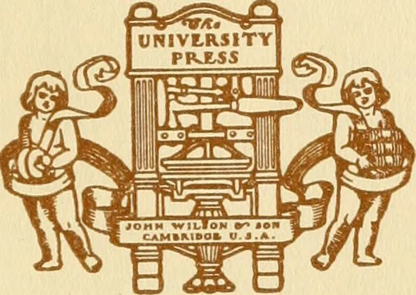An illustration from Stephen Daye and his successors, the establishment of a printing plant in what was formerly British North America and the development of the art of printing at the University Press of Cambridge, Massachusetts, 1639-1921, 1921, leaf 8