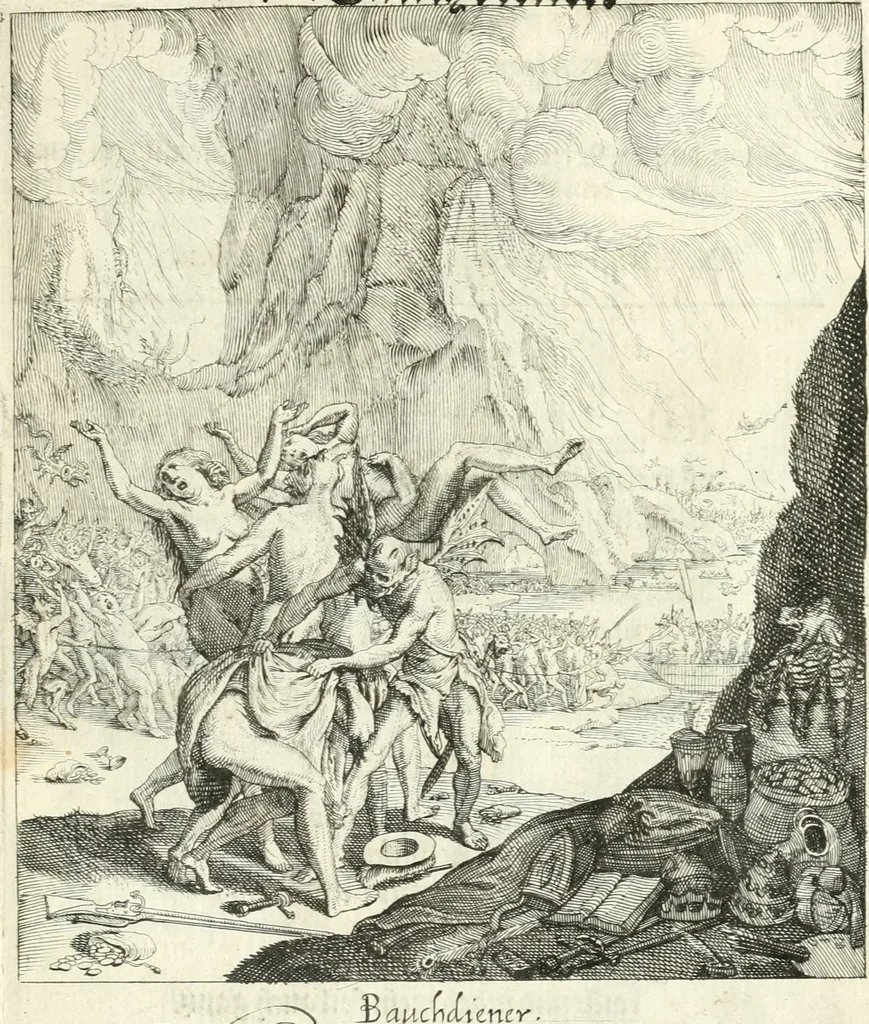 An illustration from Sterbensspiegel, das ist, Sonnenklare Vorstellung menschlicher Nichtigkeit durch alle Ständ und Geschlechter : vermitlest 60. dienstlicher Kupferblätteren, lehrzeicher Vberschrifften, und beweglicher zu vier stimmen aussgesetzter Todtengessängen, 1650, leaf 134