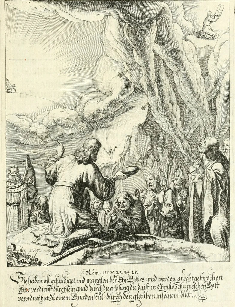 An illustration from Sterbensspiegel, das ist, Sonnenklare Vorstellung menschlicher Nichtigkeit durch alle Ständ und Geschlechter : vermitlest 60. dienstlicher Kupferblätteren, lehrzeicher Vberschrifften, und beweglicher zu vier stimmen aussgesetzter Todtengessängen, 1650, leaf 146