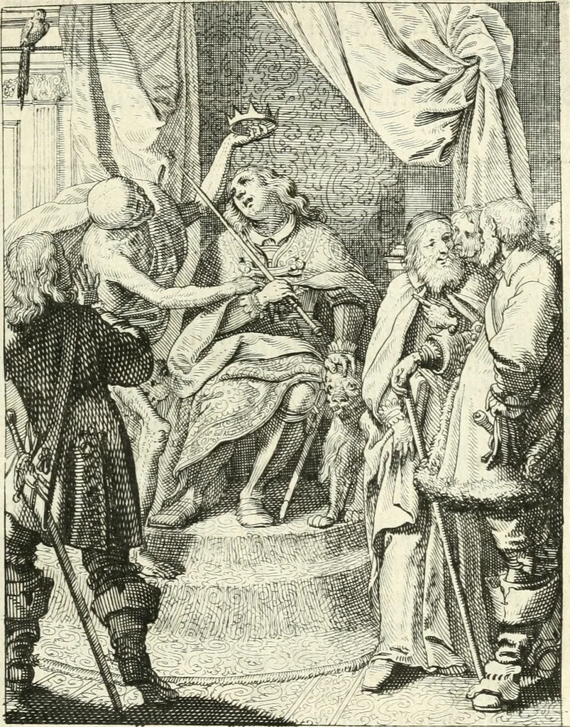 An illustration from Sterbensspiegel, das ist, Sonnenklare Vorstellung menschlicher Nichtigkeit durch alle Ständ und Geschlechter : vermitlest 60. dienstlicher Kupferblätteren, lehrzeicher Vberschrifften, und beweglicher zu vier stimmen aussgesetzter Todtengessängen, 1650, leaf 66