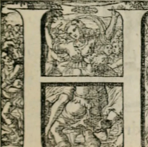 An illustration from Stichtelycke rymen, om te lesen ofte singhen. Onderscheyden in III deelen. Op nieuws over-sien en grootelijckx vermeerdert, oock de noten van druck-fauten ghecorrigeert, en verrijckt met vele copere figuren, 1647, leaf 104