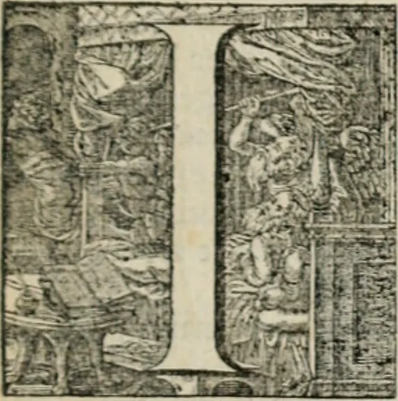 An illustration from Stichtelycke rymen, om te lesen ofte singhen. Onderscheyden in III deelen. Op nieuws over-sien en grootelijckx vermeerdert, oock de noten van druck-fauten ghecorrigeert, en verrijckt met vele copere figuren, 1647, leaf 12