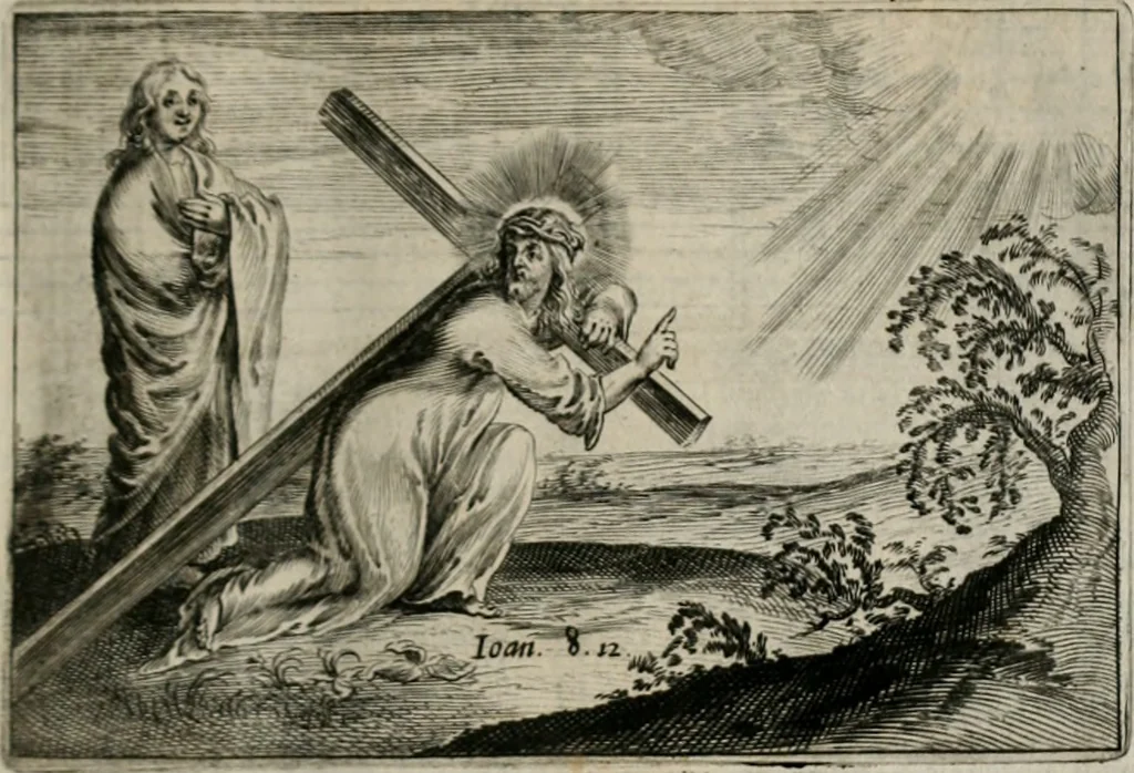 An illustration from Stichtelycke rymen, om te lesen ofte singhen. Onderscheyden in III deelen. Op nieuws over-sien en grootelijckx vermeerdert, oock de noten van druck-fauten ghecorrigeert, en verrijckt met vele copere figuren, 1647, leaf 144