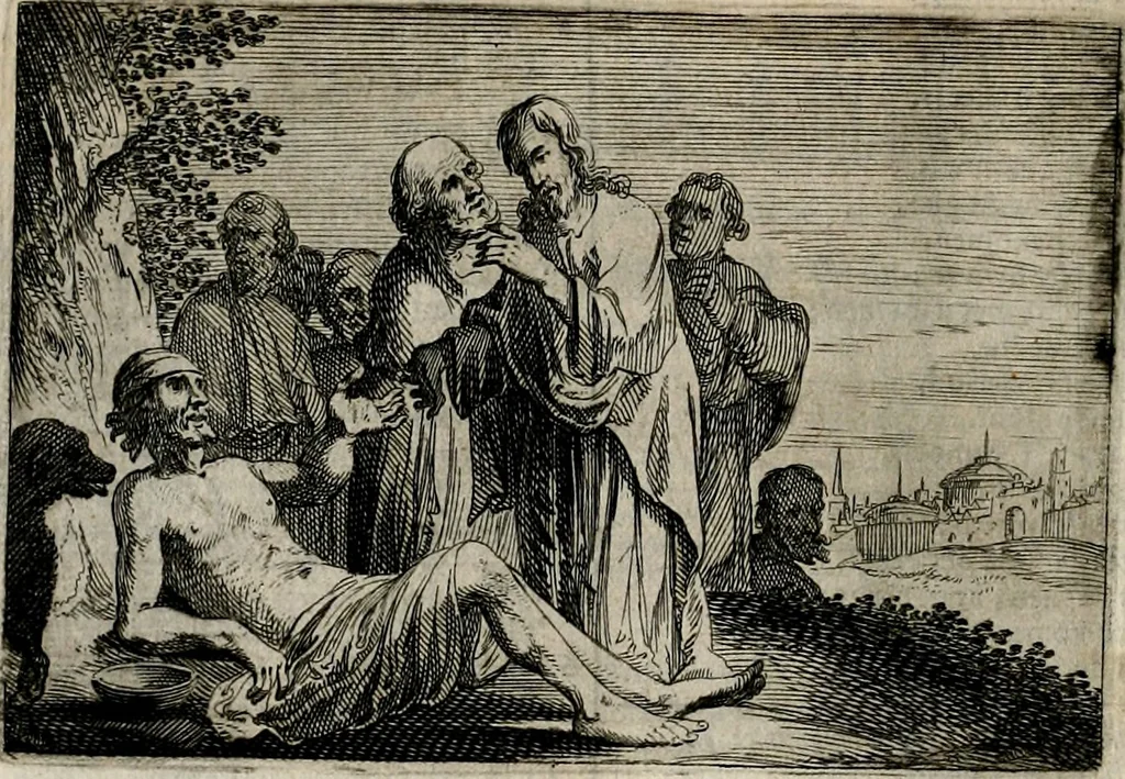 An illustration from Stichtelycke rymen, om te lesen ofte singhen. Onderscheyden in III deelen. Op nieuws over-sien en grootelijckx vermeerdert, oock de noten van druck-fauten ghecorrigeert, en verrijckt met vele copere figuren, 1647, leaf 197