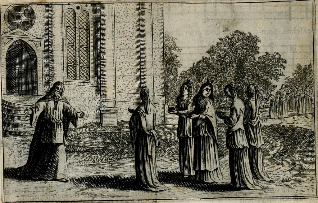 An illustration from Stichtelycke rymen, om te lesen ofte singhen. Onderscheyden in III deelen. Op nieuws over-sien en grootelijckx vermeerdert, oock de noten van druck-fauten ghecorrigeert, en verrijckt met vele copere figuren, 1647, leaf 217