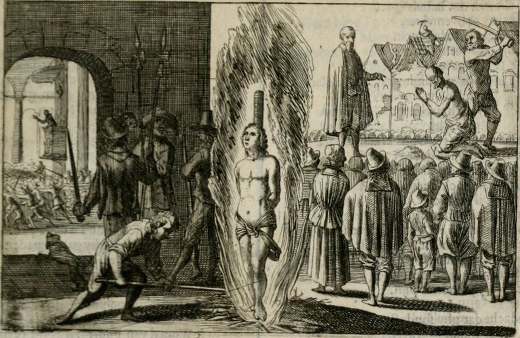 An illustration from Stichtelycke rymen, om te lesen ofte singhen. Onderscheyden in III deelen. Op nieuws over-sien en grootelijckx vermeerdert, oock de noten van druck-fauten ghecorrigeert, en verrijckt met vele copere figuren, 1647, leaf 310