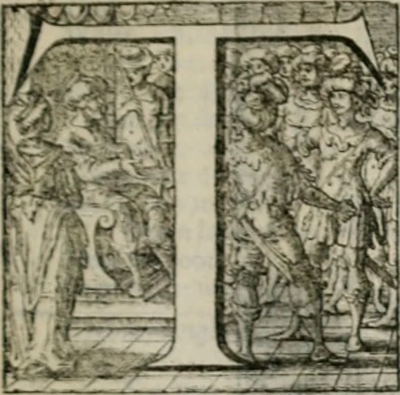 An illustration from Stichtelycke rymen, om te lesen ofte singhen. Onderscheyden in III deelen. Op nieuws over-sien en grootelijckx vermeerdert, oock de noten van druck-fauten ghecorrigeert, en verrijckt met vele copere figuren, 1647, leaf 72