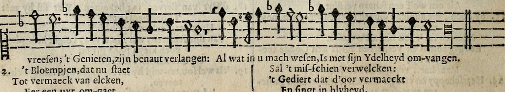 An illustration from Stichtelycke rymen, om te lesen ofte singhen. Onderscheyden in III deelen. Op nieuws over-sien en grootelijckx vermeerdert, oock de noten van druck-fauten ghecorrigeert, en verrijckt met vele copere figuren, 1647, leaf 77