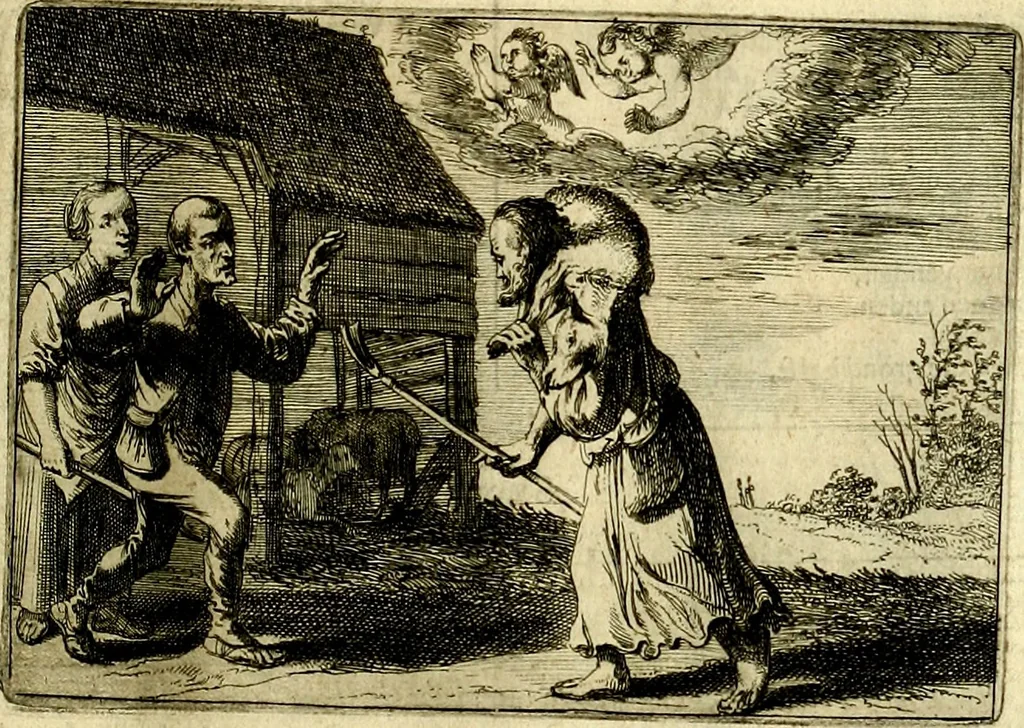 An illustration from Stichtelycke rymen, om te lesen ofte singhen. Onderscheyden in III deelen. Op nieuws over-sien en grootelijckx vermeerdert, oock de noten van druck-fauten ghecorrigeert, en verrijckt met vele copere figuren, 1647, leaf 110