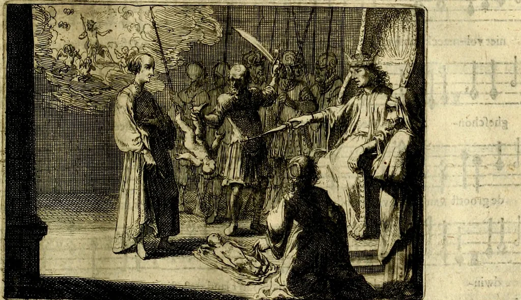 An illustration from Stichtelycke rymen, om te lesen ofte singhen. Onderscheyden in III deelen. Op nieuws over-sien en grootelijckx vermeerdert, oock de noten van druck-fauten ghecorrigeert, en verrijckt met vele copere figuren, 1647, leaf 122