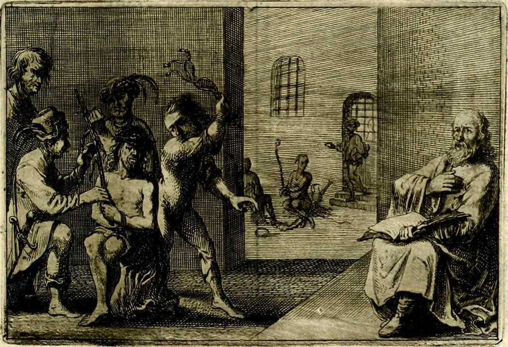 An illustration from Stichtelycke rymen, om te lesen ofte singhen. Onderscheyden in III deelen. Op nieuws over-sien en grootelijckx vermeerdert, oock de noten van druck-fauten ghecorrigeert, en verrijckt met vele copere figuren, 1647, leaf 176
