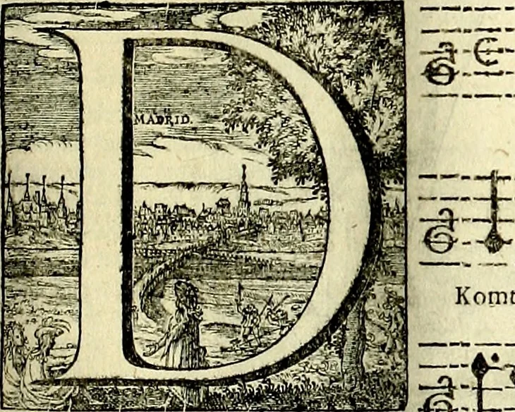 An illustration from Stichtelycke rymen, om te lesen ofte singhen. Onderscheyden in III deelen. Op nieuws over-sien en grootelijckx vermeerdert, oock de noten van druck-fauten ghecorrigeert, en verrijckt met vele copere figuren, 1647, leaf 210