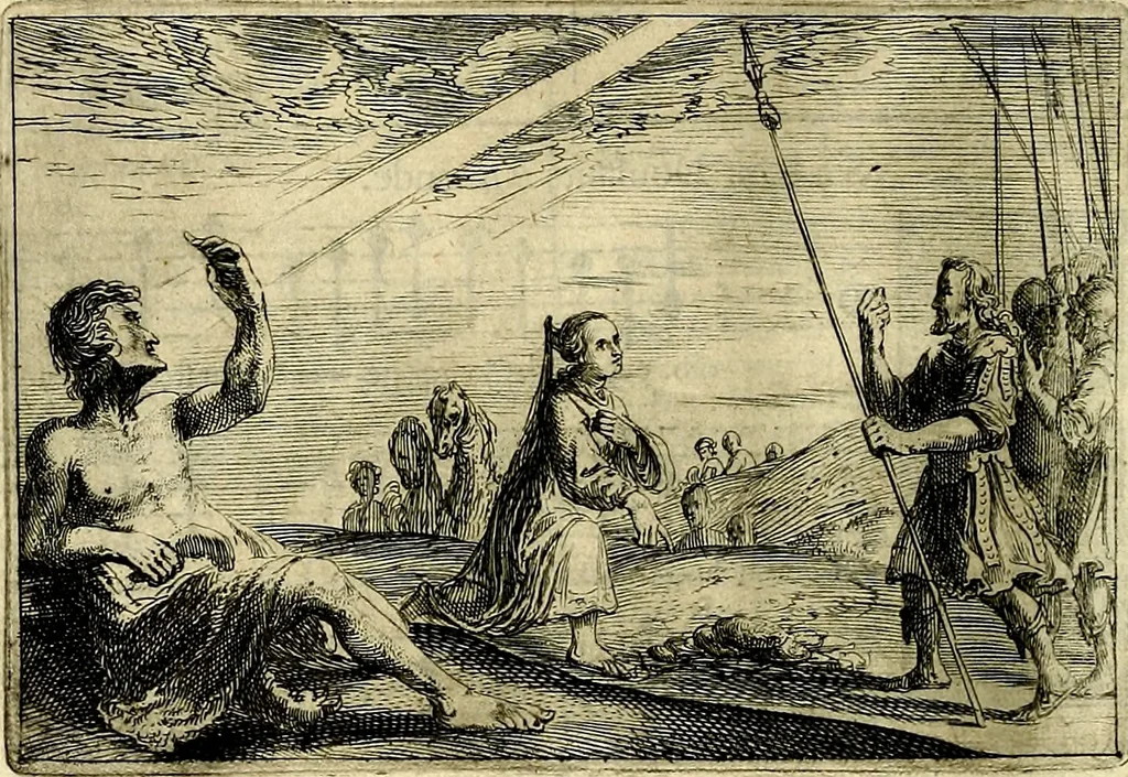 An illustration from Stichtelycke rymen, om te lesen ofte singhen. Onderscheyden in III deelen. Op nieuws over-sien en grootelijckx vermeerdert, oock de noten van druck-fauten ghecorrigeert, en verrijckt met vele copere figuren, 1647, leaf 211