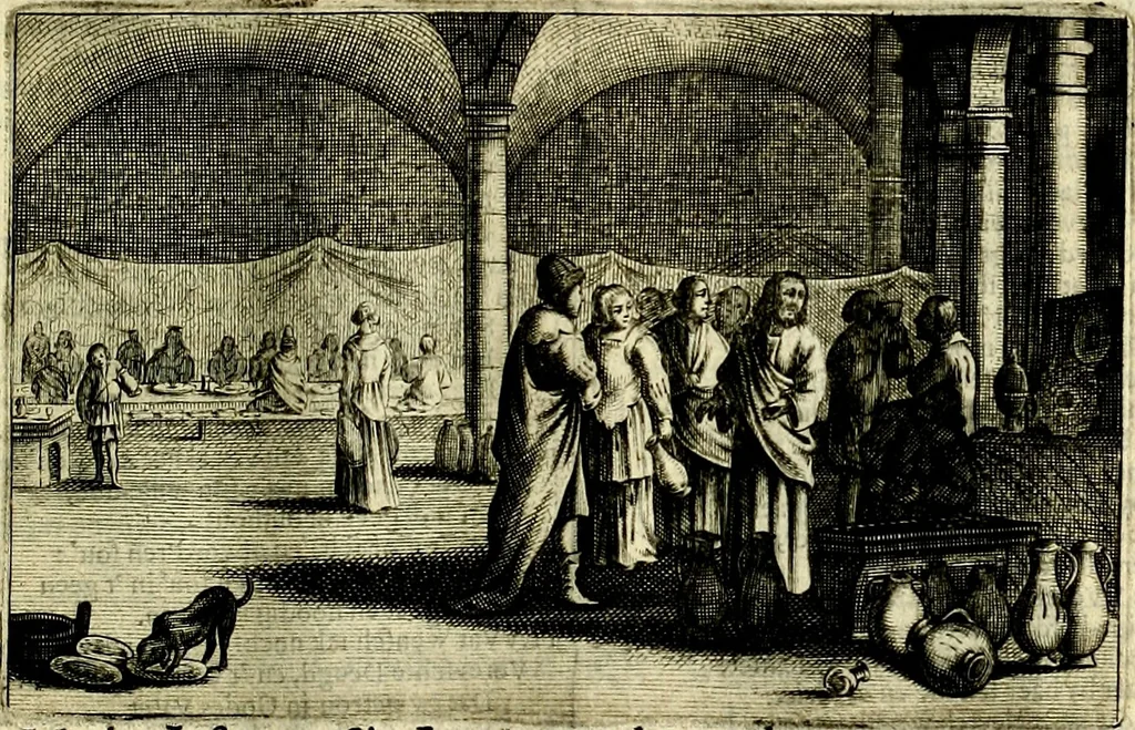 An illustration from Stichtelycke rymen, om te lesen ofte singhen. Onderscheyden in III deelen. Op nieuws over-sien en grootelijckx vermeerdert, oock de noten van druck-fauten ghecorrigeert, en verrijckt met vele copere figuren, 1647, leaf 216