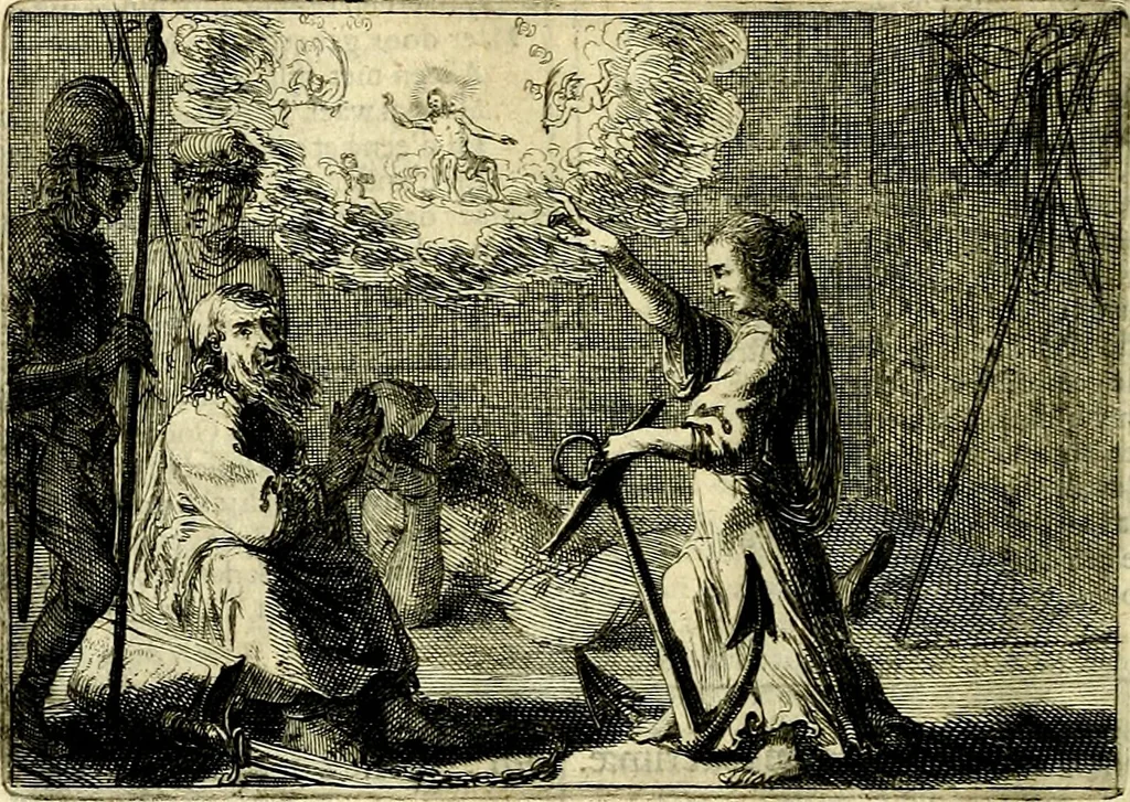 An illustration from Stichtelycke rymen, om te lesen ofte singhen. Onderscheyden in III deelen. Op nieuws over-sien en grootelijckx vermeerdert, oock de noten van druck-fauten ghecorrigeert, en verrijckt met vele copere figuren, 1647, leaf 219