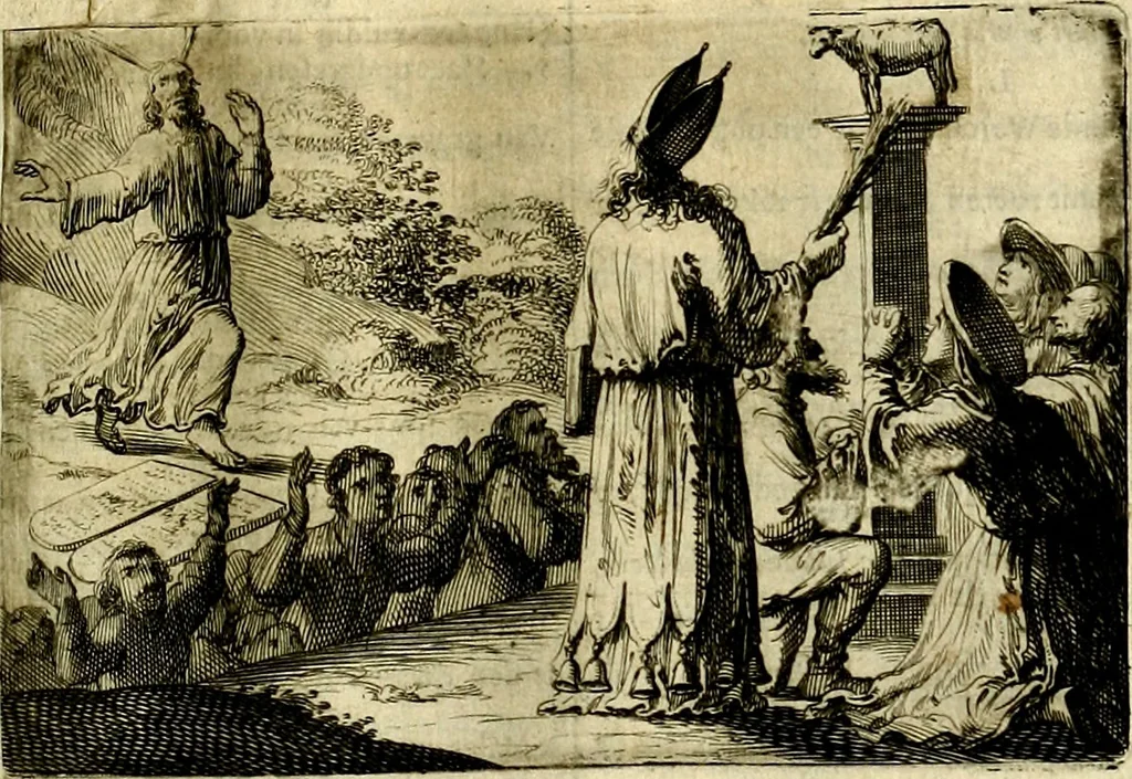 An illustration from Stichtelycke rymen, om te lesen ofte singhen. Onderscheyden in III deelen. Op nieuws over-sien en grootelijckx vermeerdert, oock de noten van druck-fauten ghecorrigeert, en verrijckt met vele copere figuren, 1647, leaf 224