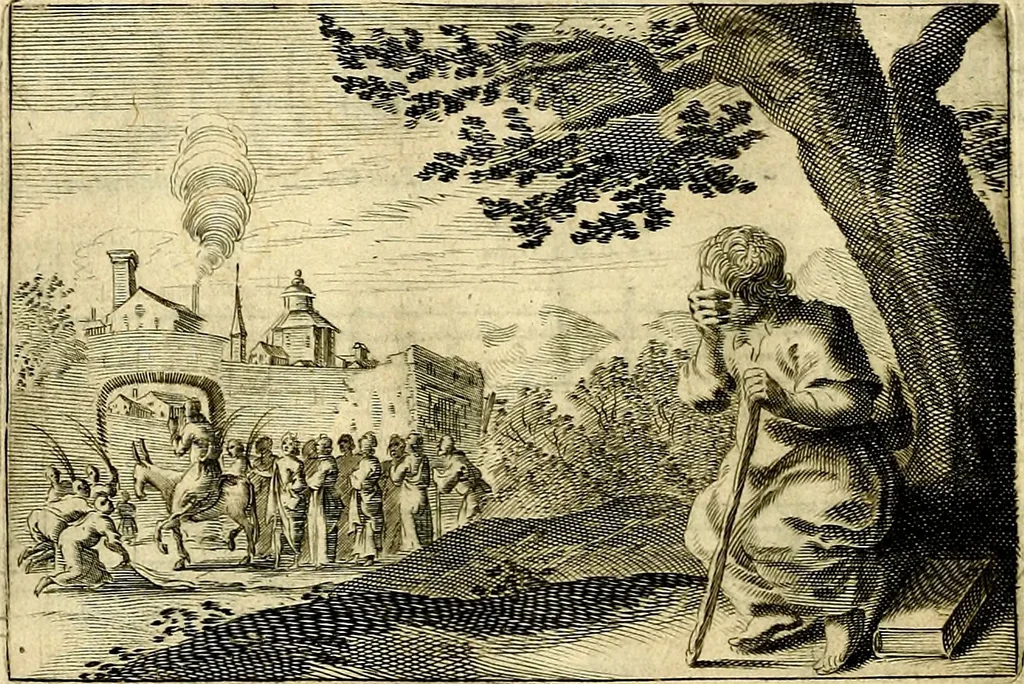 An illustration from Stichtelycke rymen, om te lesen ofte singhen. Onderscheyden in III deelen. Op nieuws over-sien en grootelijckx vermeerdert, oock de noten van druck-fauten ghecorrigeert, en verrijckt met vele copere figuren, 1647, leaf 65