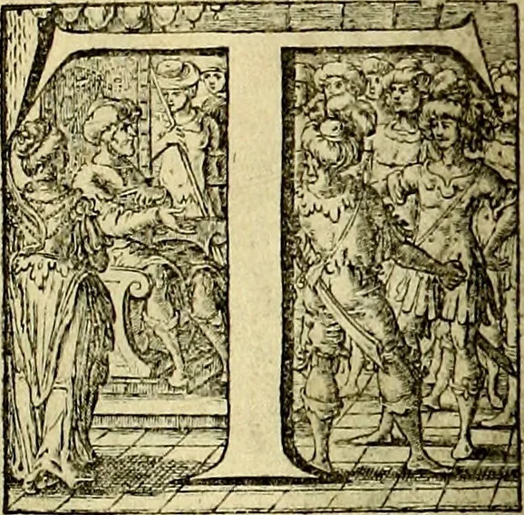 An illustration from Stichtelycke rymen, om te lesen ofte singhen. Onderscheyden in III deelen. Op nieuws over-sien en grootelijckx vermeerdert, oock de noten van druck-fauten ghecorrigeert, en verrijckt met vele copere figuren, 1647, leaf 66
