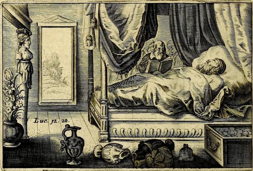 An illustration from Stichtelycke rymen, om te lesen ofte singhen. Onderscheyden in III deelen. Op nieuws over-sien en grootelijckx vermeerdert, oock de noten van druck-fauten ghecorrigeert, en verrijckt met vele copere figuren, 1647, leaf 67