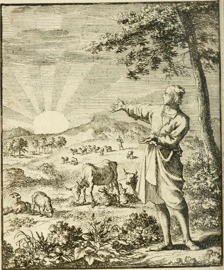 An illustration from Stichtelyke rymen op verscheiden stoffen : waar van ontrent de helft nooit voor-deesen gedrukt zijn : hier in order gestelt in twee deelen, 1700, leaf 55