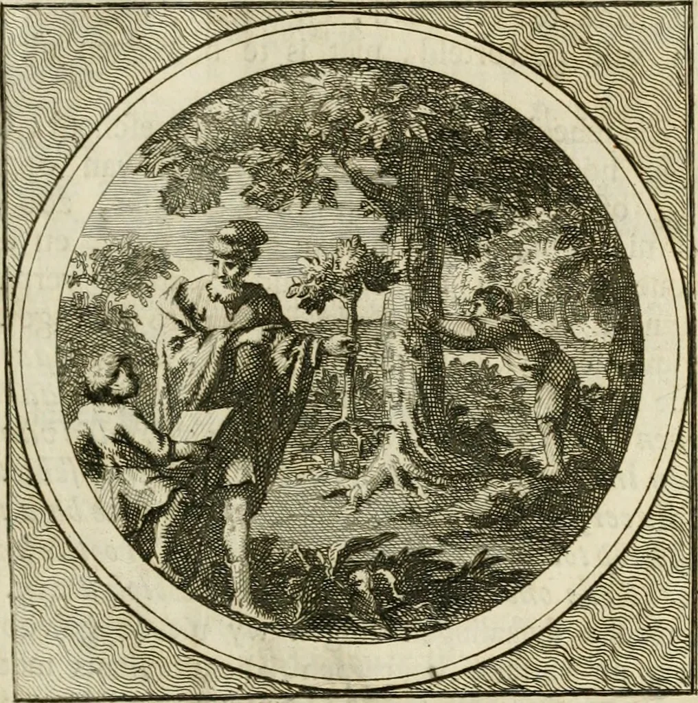 An illustration from Stichtelyke zinnebeelden : gepast of deugden en ondeugden, in LVII tafereelen vertoond, 1767, leaf 164
