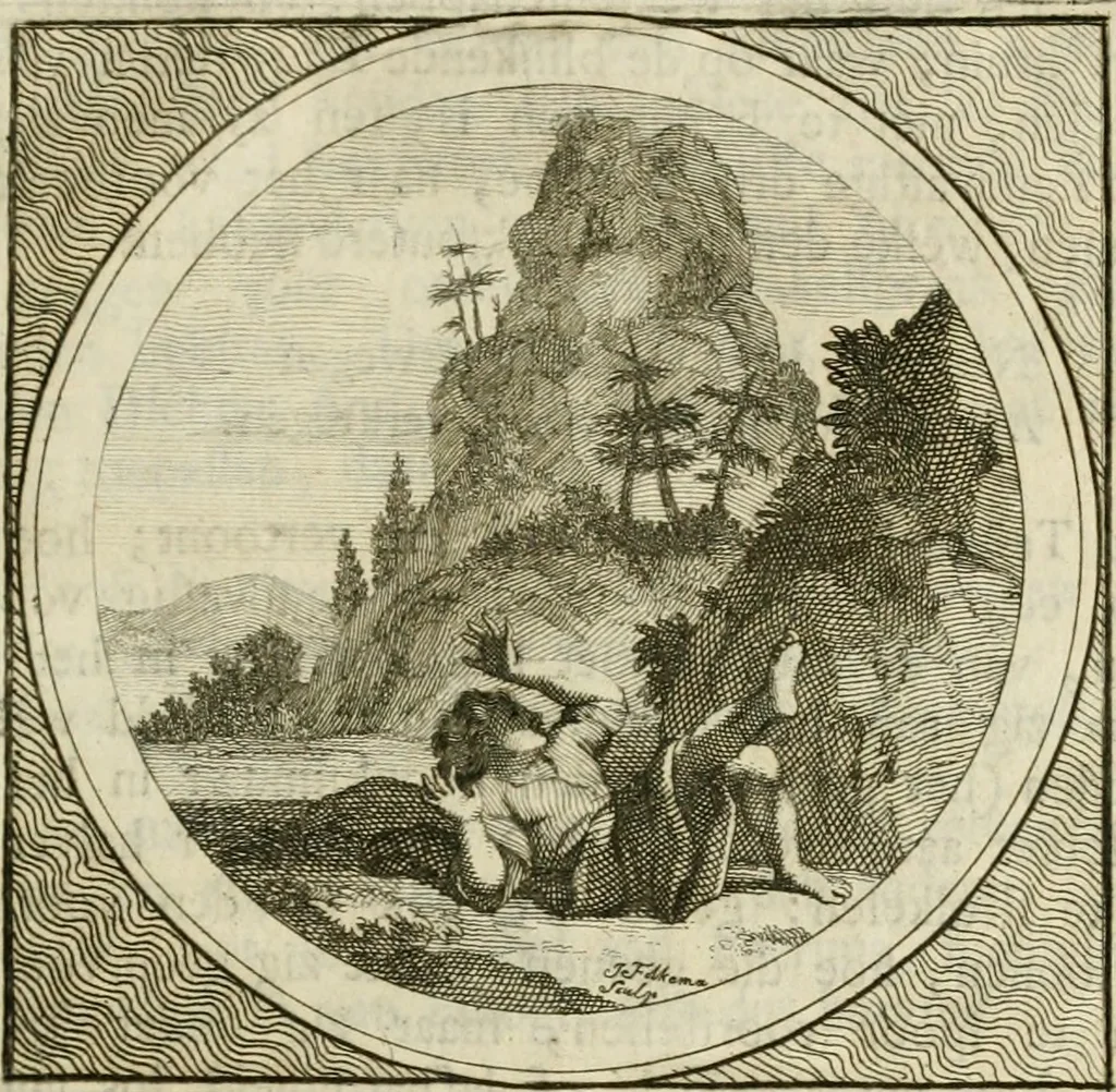 An illustration from Stichtelyke zinnebeelden : gepast of deugden en ondeugden, in LVII tafereelen vertoond, 1767, leaf 176