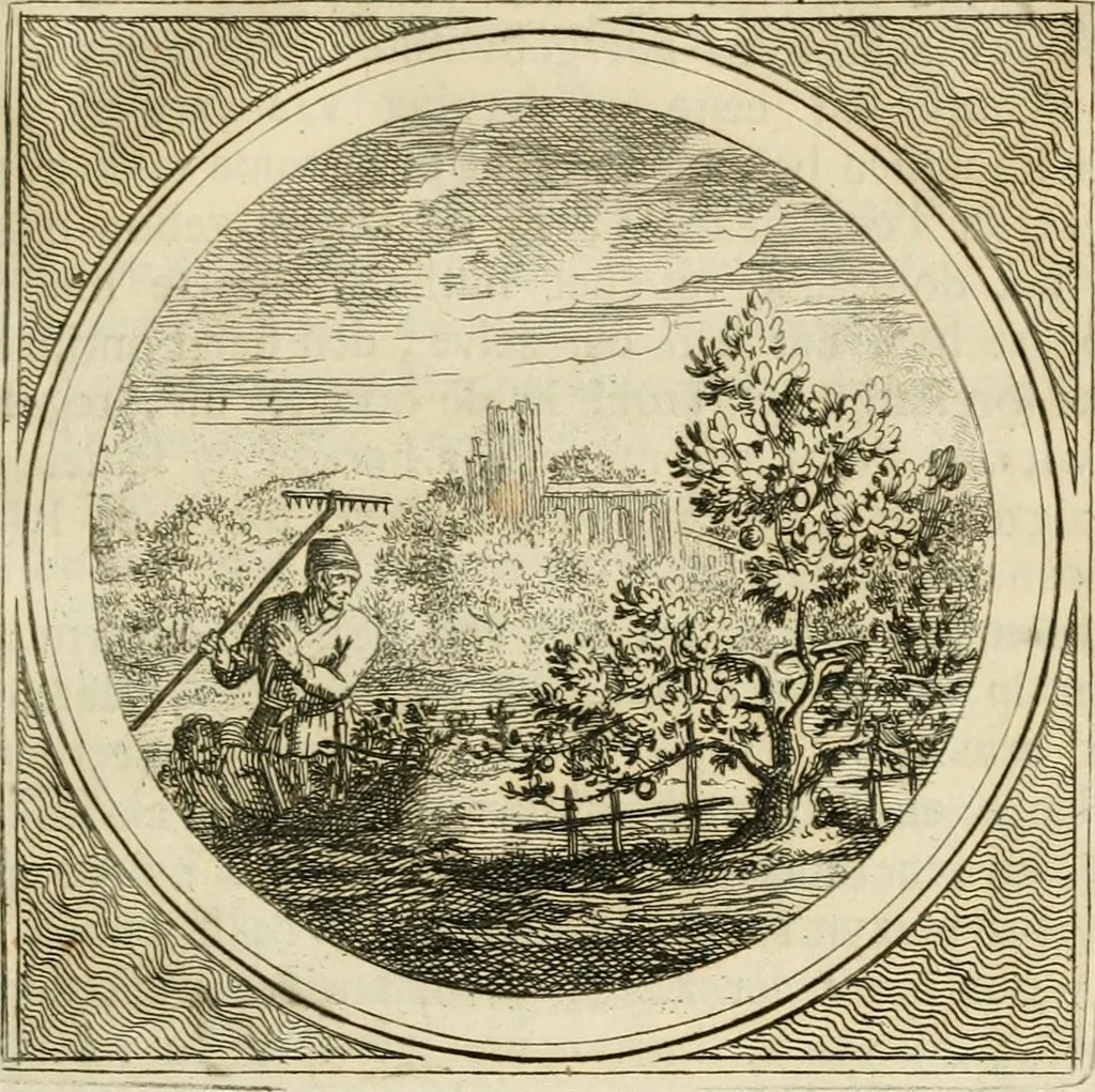 An illustration from Stichtelyke zinnebeelden : gepast of deugden en ondeugden, in LVII tafereelen vertoond, 1767, leaf 210