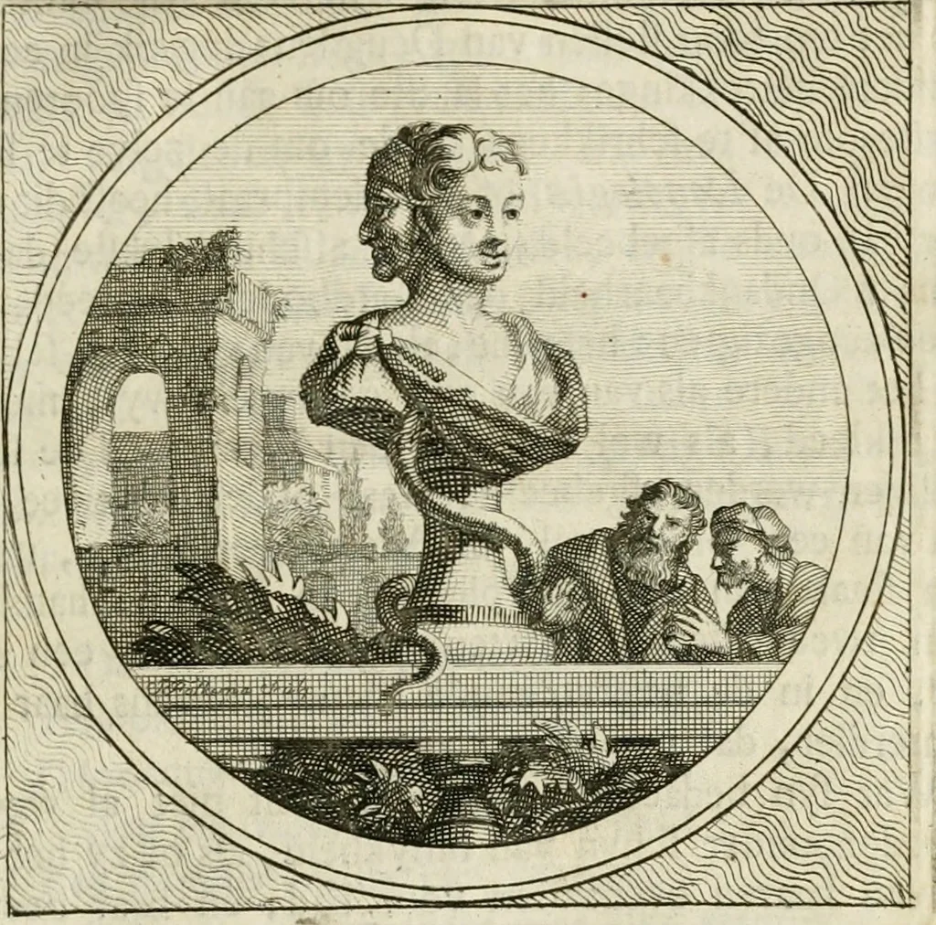 An illustration from Stichtelyke zinnebeelden : gepast of deugden en ondeugden, in LVII tafereelen vertoond, 1767, leaf 240