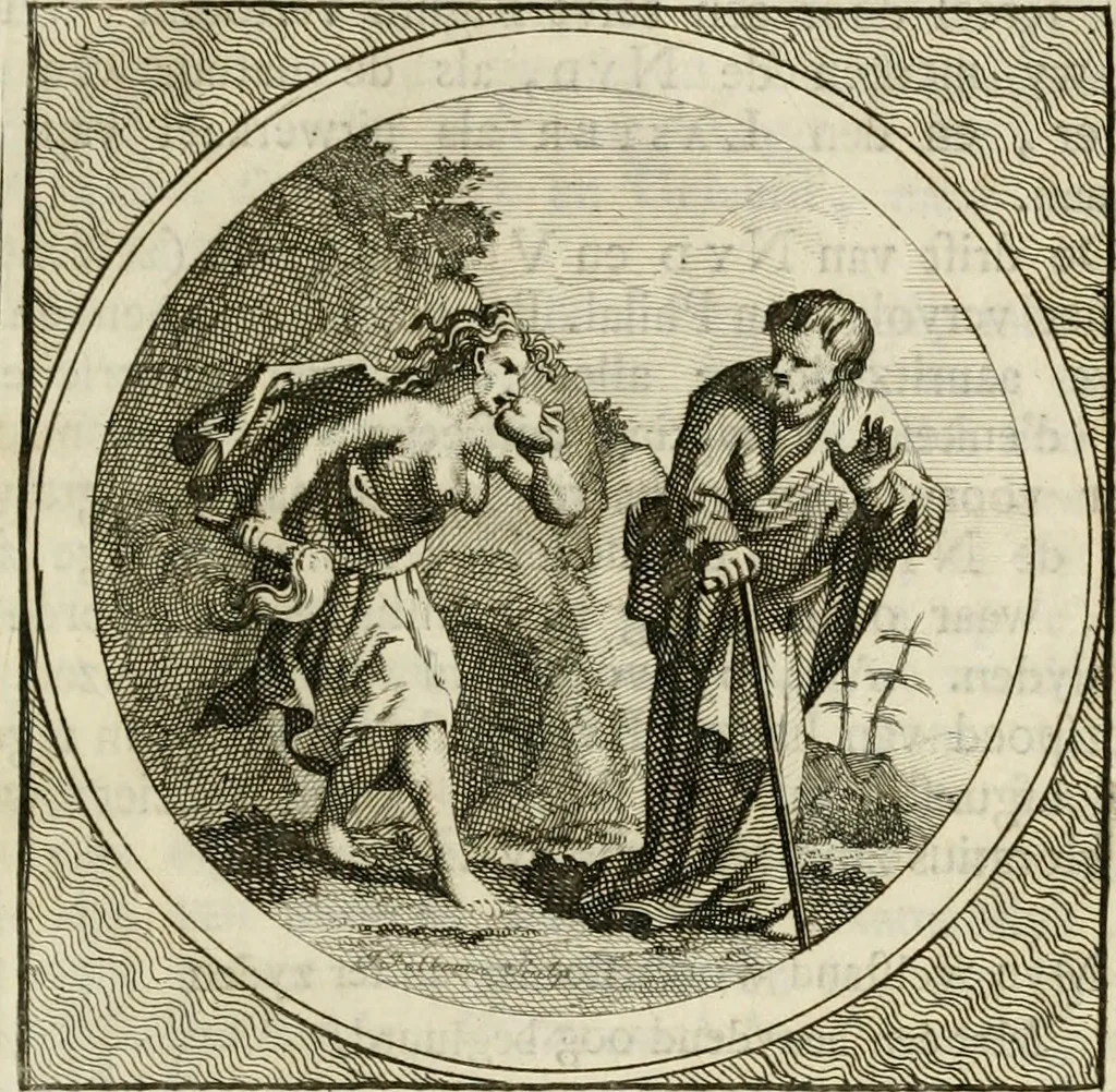 An illustration from Stichtelyke zinnebeelden : gepast of deugden en ondeugden, in LVII tafereelen vertoond, 1767, leaf 246