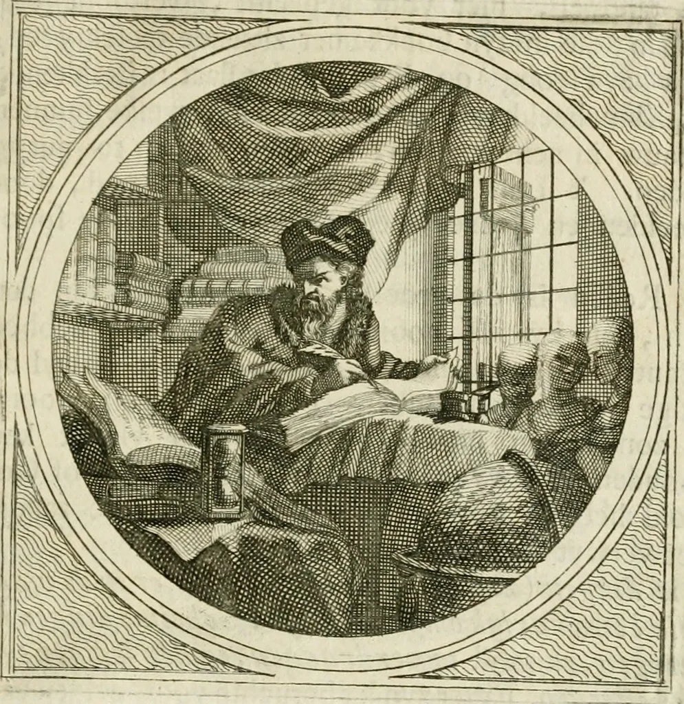 An illustration from Stichtelyke zinnebeelden : gepast of deugden en ondeugden, in LVII tafereelen vertoond, 1767, leaf 58