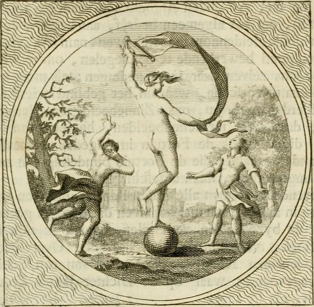An illustration from Stichtelyke zinnebeelden : gepast of deugden en ondeugden, in LVII tafereelen vertoond, 1767, leaf 72