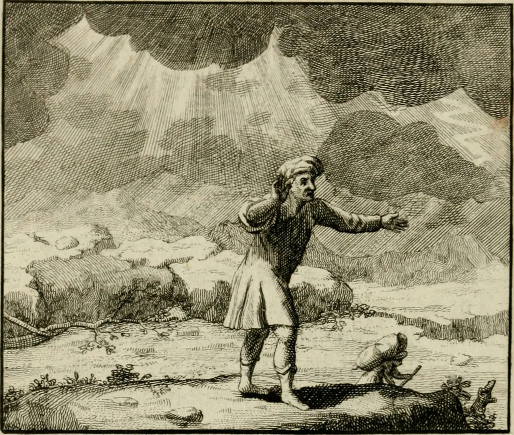An illustration from Stichtelyke zinnebeelden, en Bybel-stoffen, 1740, leaf 45