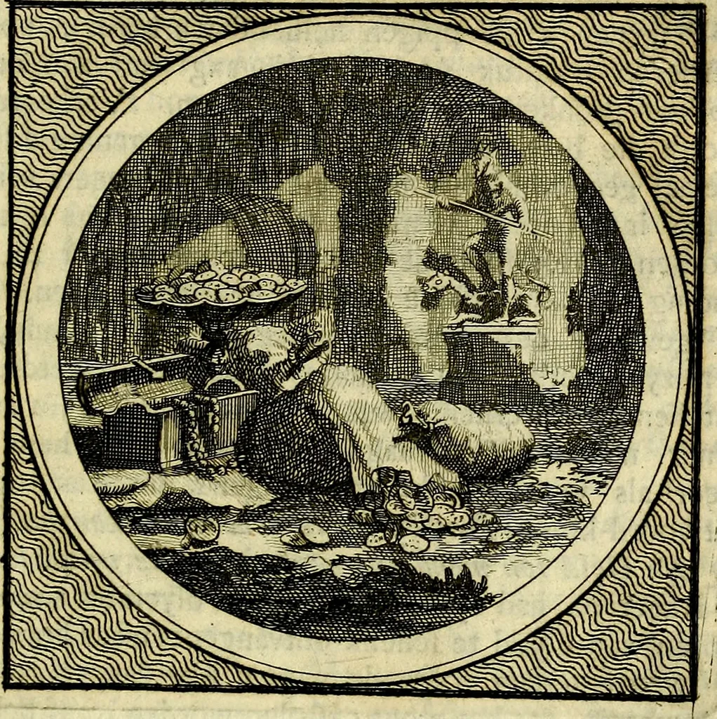 An illustration from Stichtelyke zinnebeelden, gepast op deugden en ondeugden, 1767, leaf 206