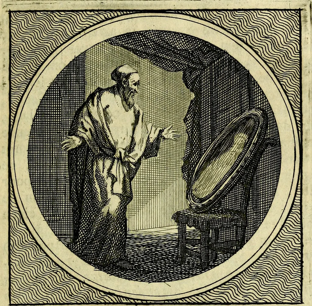 An illustration from Stichtelyke zinnebeelden, gepast op deugden en ondeugden, 1767, leaf 44