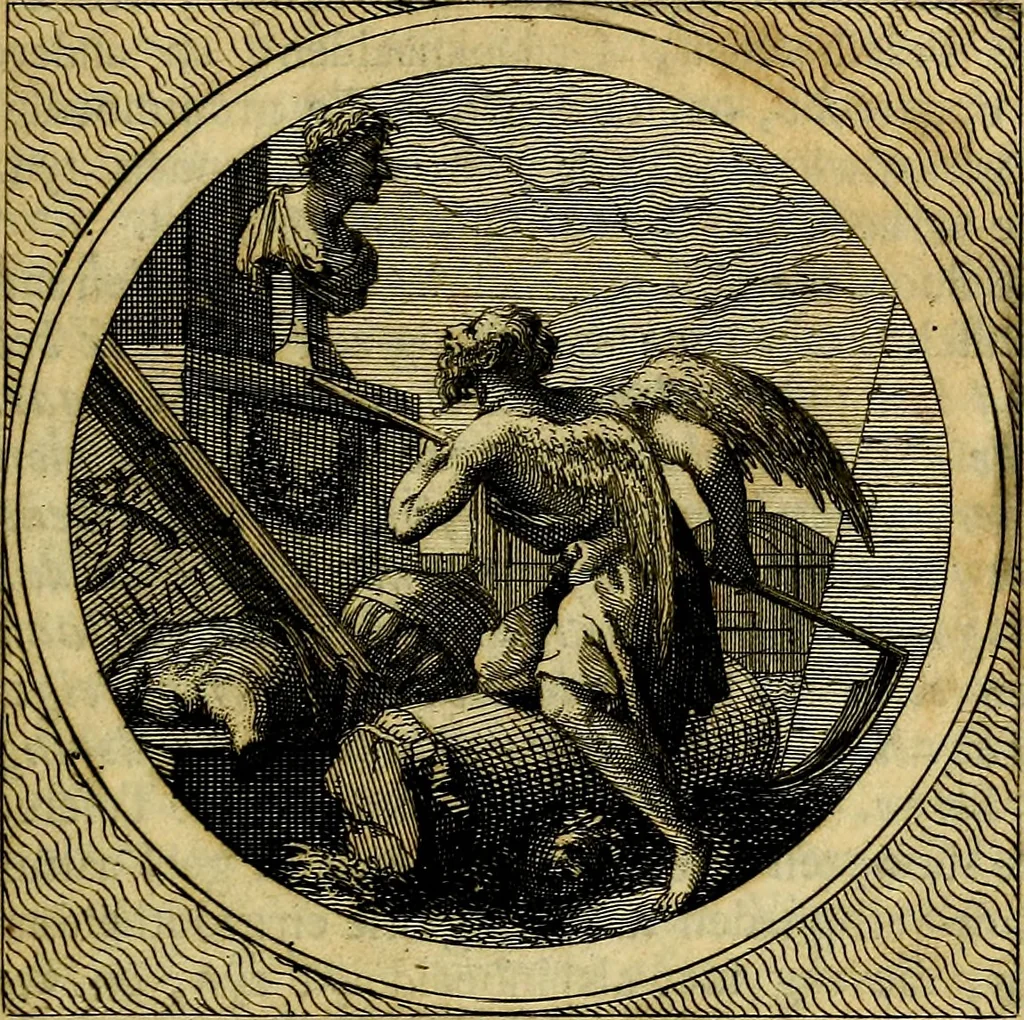 An illustration from Stichtelyke zinnebeelden, gepast op deugden en ondeugden, 1767, leaf 92