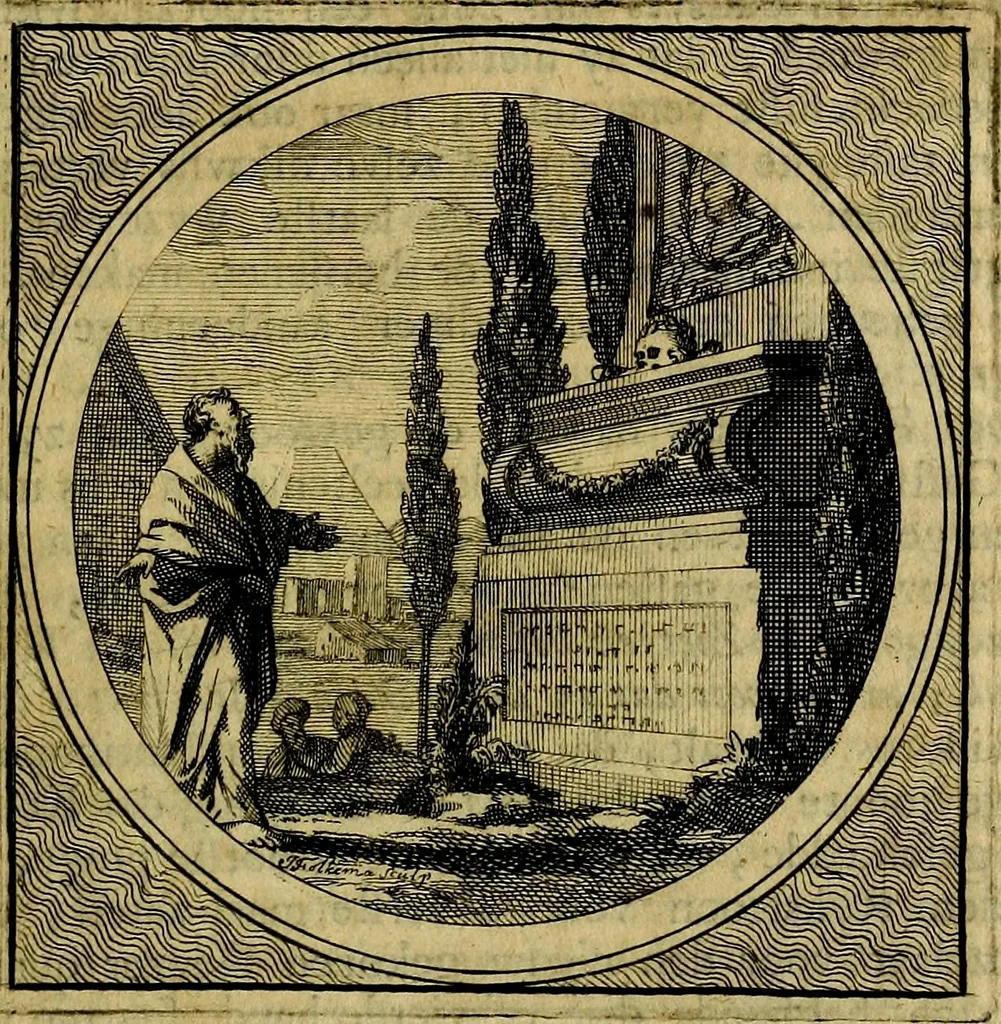 An illustration from Stichtelyke zinnebeelden gepast op deugden en ondeugden : in LVII tafereeelen vertoont, 1723, leaf 102
