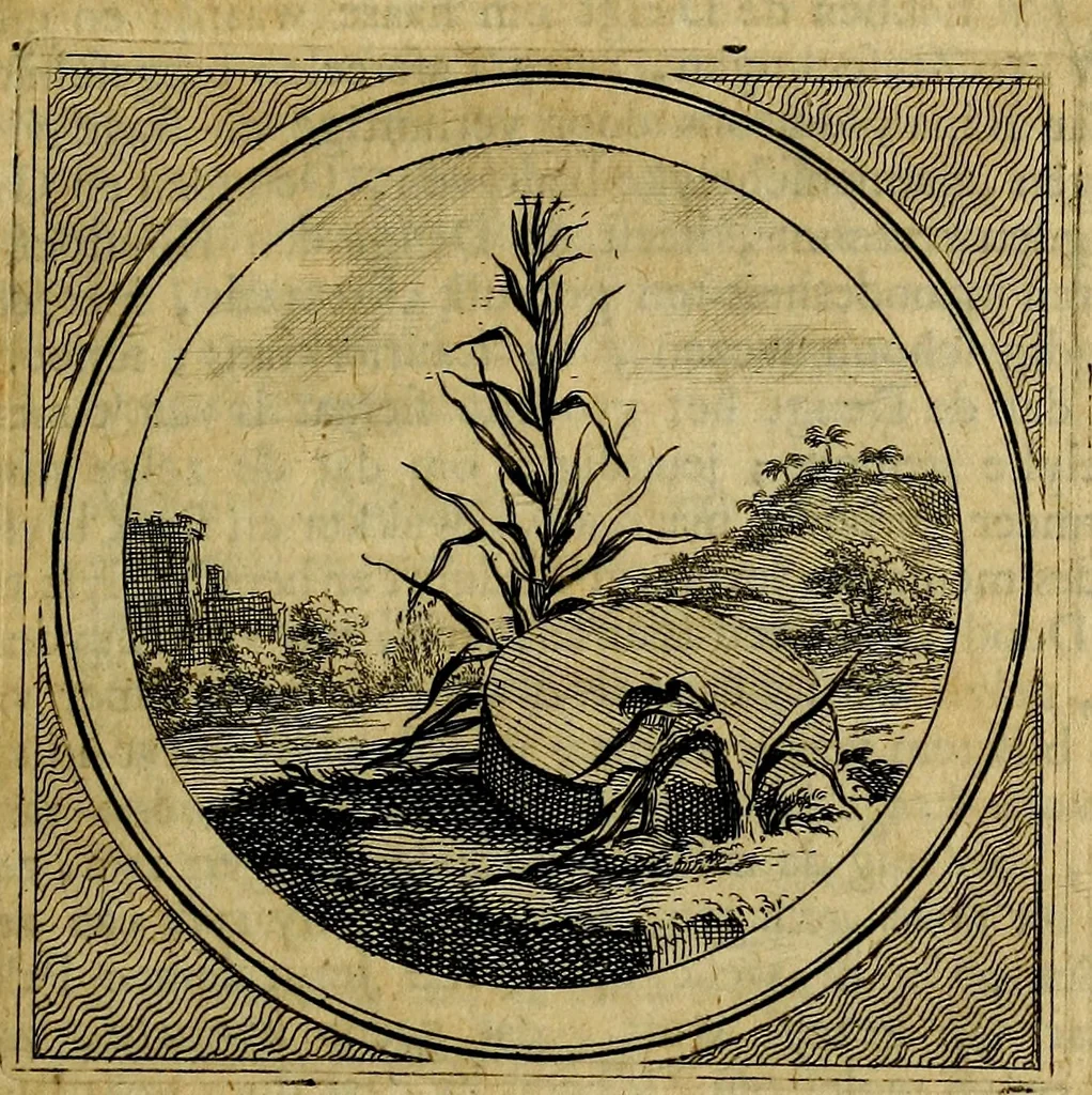 An illustration from Stichtelyke zinnebeelden gepast op deugden en ondeugden : in LVII tafereeelen vertoont, 1723, leaf 120