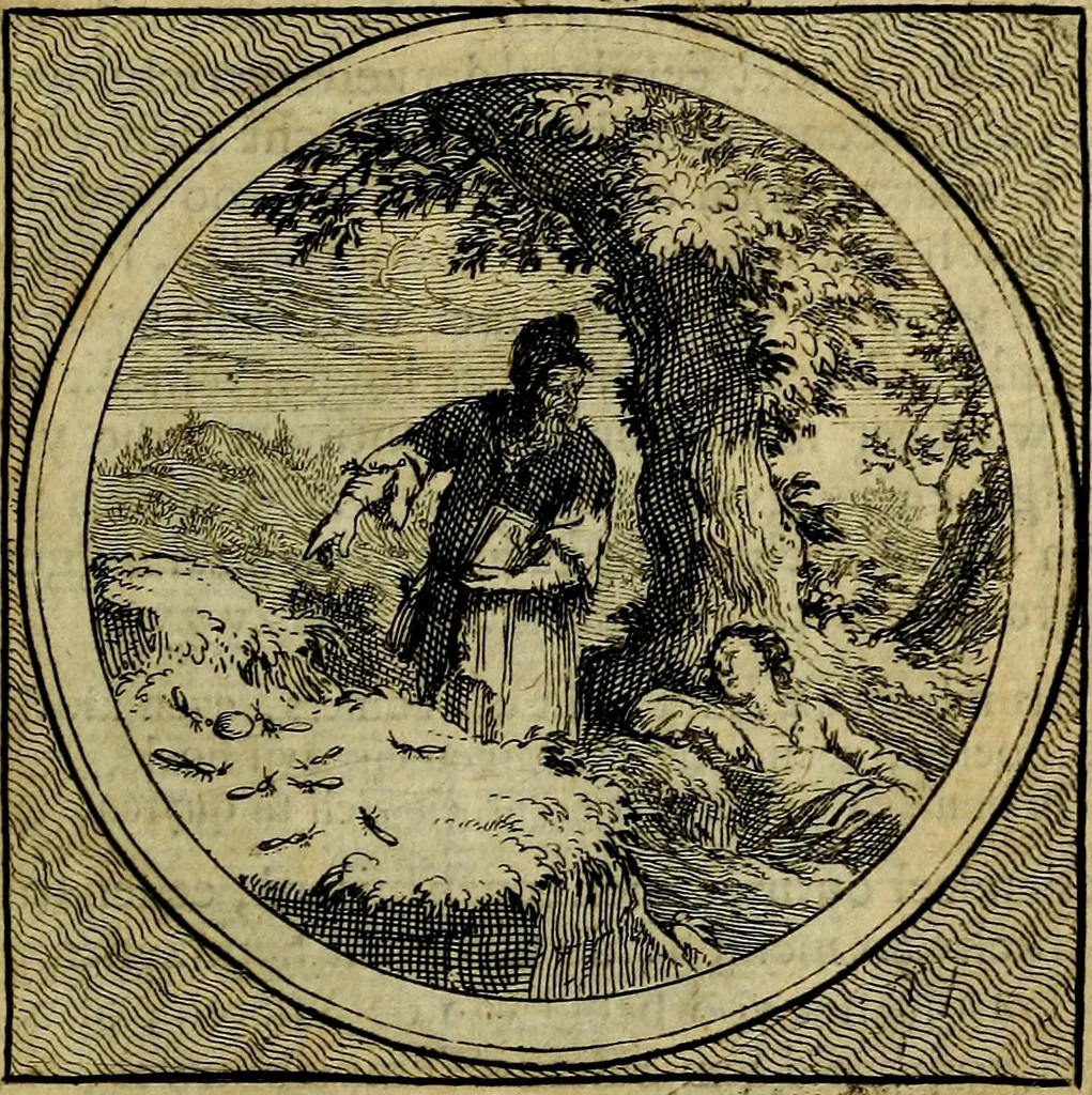 An illustration from Stichtelyke zinnebeelden gepast op deugden en ondeugden : in LVII tafereeelen vertoont, 1723, leaf 156