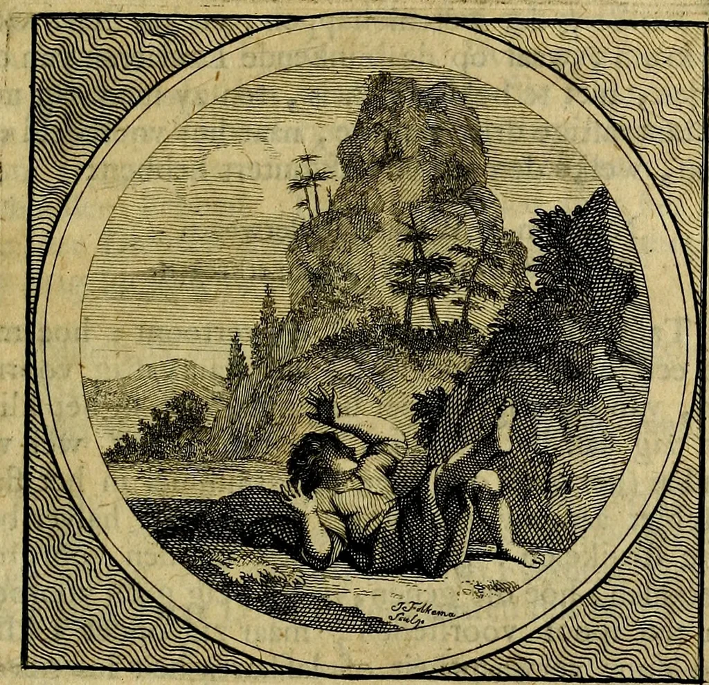An illustration from Stichtelyke zinnebeelden gepast op deugden en ondeugden : in LVII tafereeelen vertoont, 1723, leaf 182