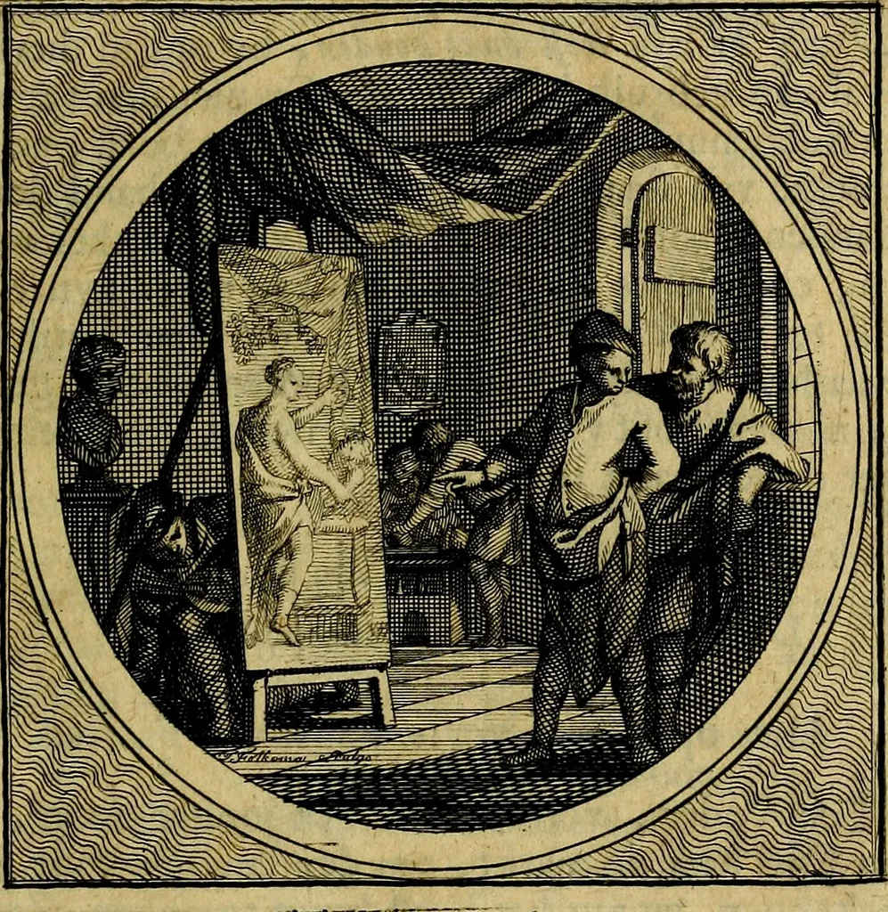 An illustration from Stichtelyke zinnebeelden gepast op deugden en ondeugden : in LVII tafereeelen vertoont, 1723, leaf 198