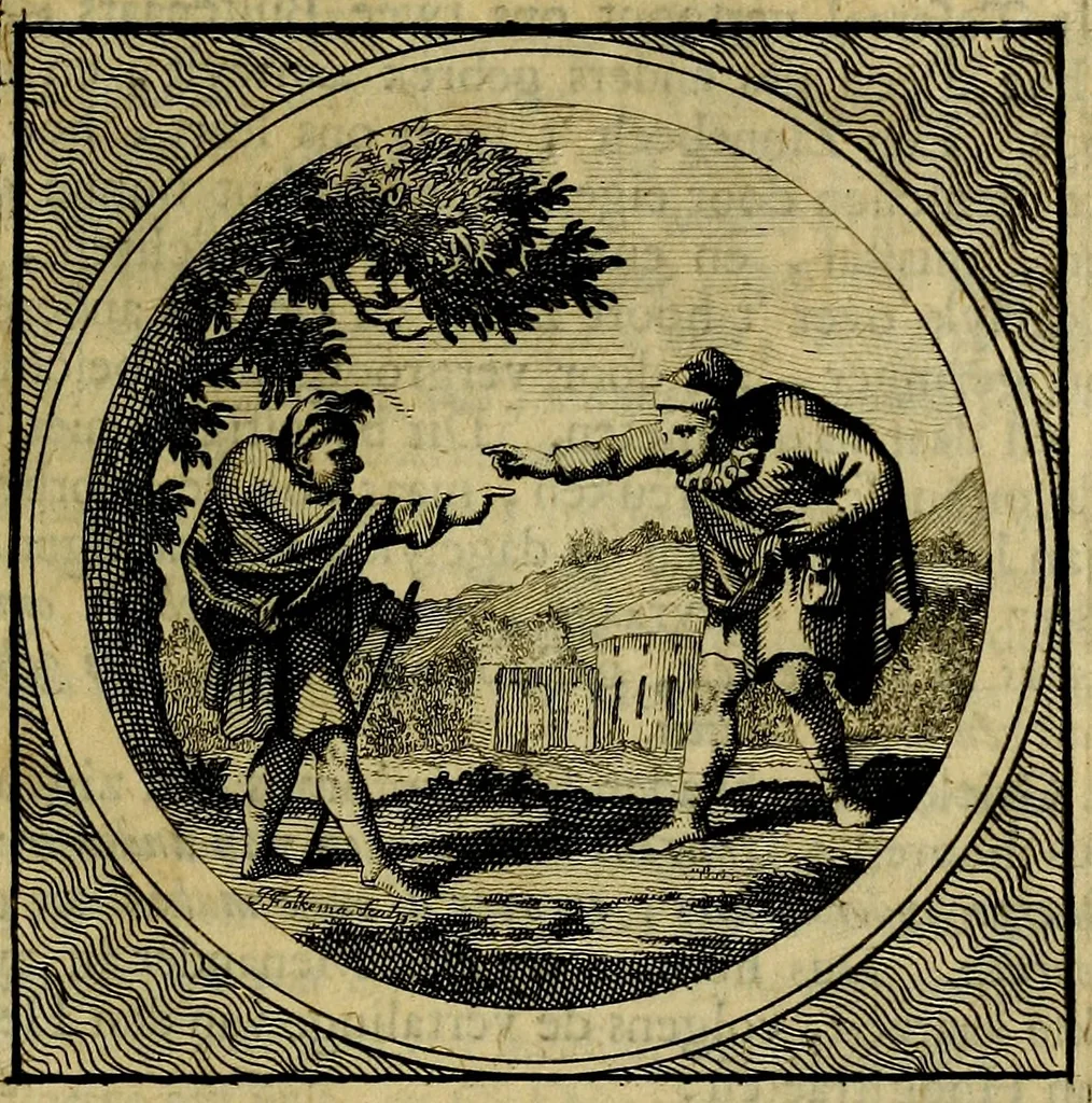An illustration from Stichtelyke zinnebeelden gepast op deugden en ondeugden : in LVII tafereeelen vertoont, 1723, leaf 236