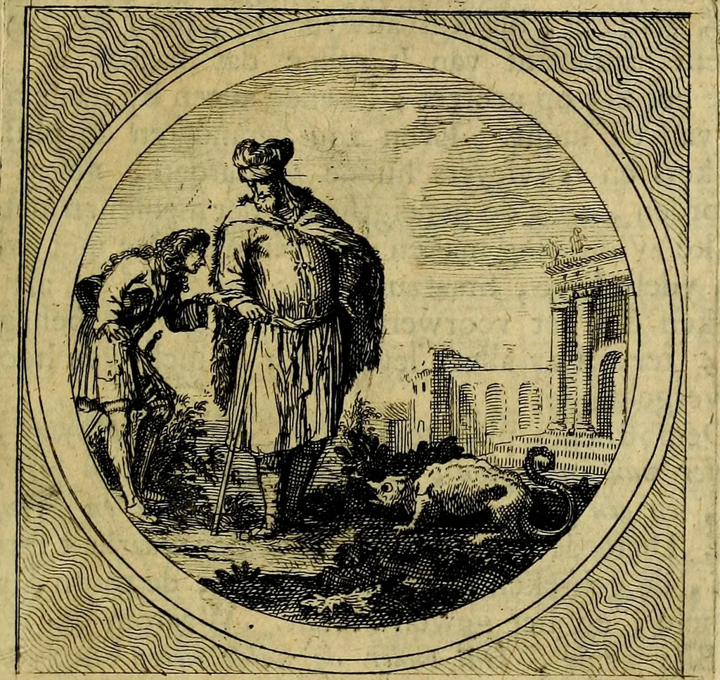 An illustration from Stichtelyke zinnebeelden gepast op deugden en ondeugden : in LVII tafereeelen vertoont, 1723, leaf 240
